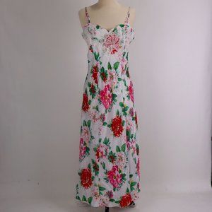 🌺 Vtg Victoria's Secret NWOT Lace Pearl Long Floral Tropical Nightgown Dress M